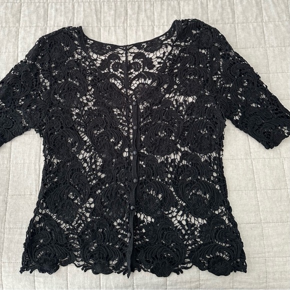 Boho Style Lace Top, Button Front, L - Picture 1 of 3
